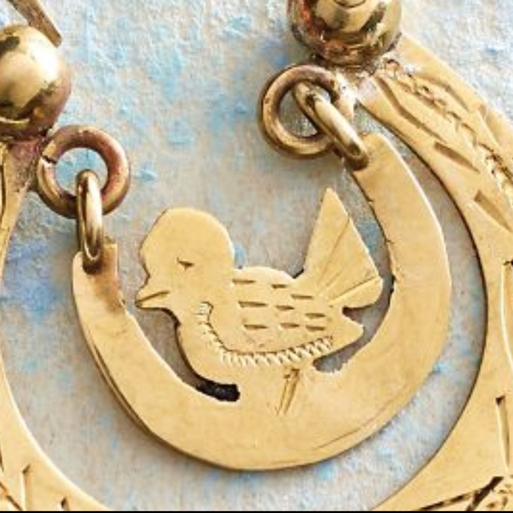 Guatemalan Bird Nest Earrings - Picture 2 of 3